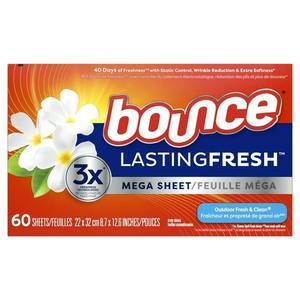 Bounce Lasting Fresh Mega Dryer Sheets, 60 Ct, hojas suavizantes de telas frescas y limpias para exteriores - Product Image 3