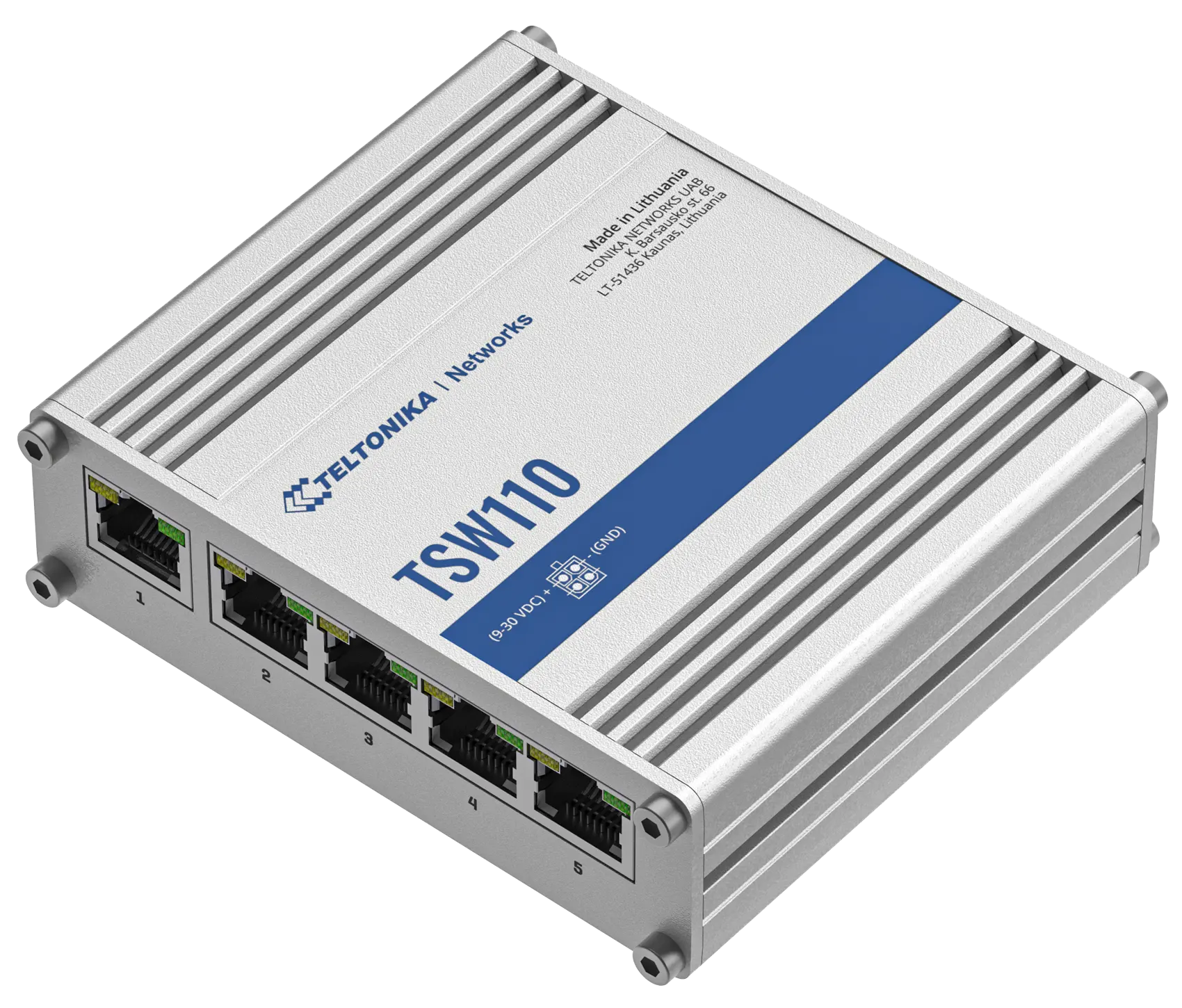 Teltonika TSW110 DIN Rail Switch 5 x 10/100/1000 Mbps LAN ports 1 Giga L2 UNMANAGED SWITCH