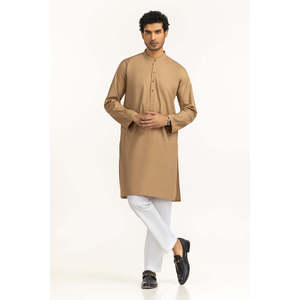 Basic Beige Cotton <b>Men's</b> Summer <b>Kurta</b> KR-STY25-075 Regular Fit <b>for</b> Festivals Ethnic Wear Pakistani <b>Indian</b> Style Salwar Kameez - Product Image 3