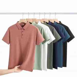 T-shirt polo pour homme, uni, impression personnalisée, sport, golf, vêtements de sport, séchage rapide, t-shirt de sport respirant à manches courtes, 100% coton - Product Image 6