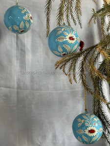 Adornos navideños personalizables de papel azul Mache, adornos navideños impresos UV para decoración colgante, MOQ 100 Uds. - Product Image 2