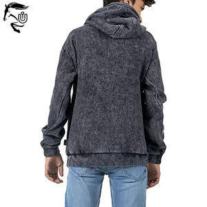 Sudaderas con capucha de lavado ácido ligeras cómodas con impresión personalizada para hombre 100% algodón invierno forrado cantidad a granel Sudadera con capucha - Product Image 3