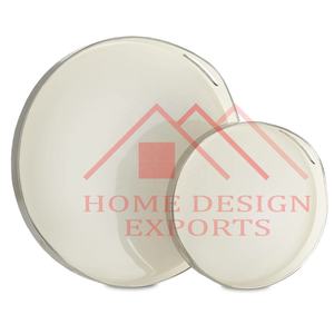 Bandeja redonda de aluminio fundido para el hogar, hoteles y restaurantes 2024, la mejor bandeja redonda de color esmaltado en crema para servir Barware, el mejor vendedor - Product Image 1