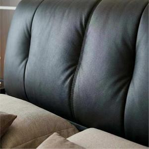 Testiera Alta con Pieghe Verticali in Vera Pelle, Struttura <span class=keywords><strong>Letto</strong></span> Matrimoniale in Legno Massello, Doghe in Pino Silenziose - Product Image 5