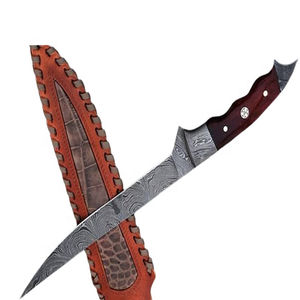 Couteau à filet de qualité commerciale avec manche en bois pour le filetage du poisson, l'éviscération, l'élimination de la peau, lame flexible et tranchante, passe au lave-vaisselle - Product Image 2