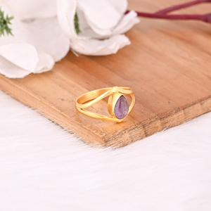 Women's Designer <b>Ring</b> Solid 925 Sterling <b>Silver</b> Yellow Gold Plated Fluorite Gemstone <b>Ring</b> <b>Statement</b> Jewelry Gift For Casual - Product Image 6