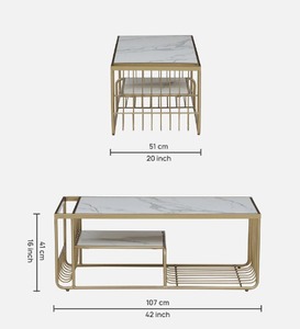 โต๊ะโชว์หินอ่อนขนาดใหญ่ในห้องนั่งเล่นโต๊ะโลหะทันสมัยโต๊ะวางกลางโต๊ะข้างโซฟาสำหรับตกแต่งบ้าน - Product Image 2