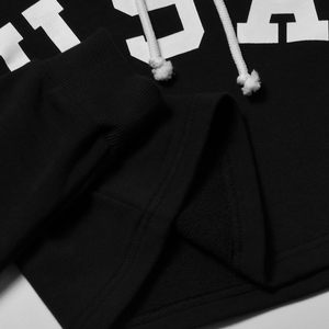 Venta al por mayor personalizada ropa de calle Crop Top Sudadera con capucha logotipo personalizado impreso bordado bandera parche mujeres pulóver Sudadera con capucha negra - Product Image 3