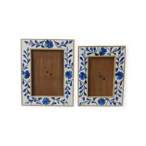กรอบรูปไม้คลาสสิกกล่องเคลือบสีฟ้าสีขาวขายส่งไม้มะม่วงของขวัญวันหยุดของตกแต่งบ้านงานฝีมือสไตล์ศิลปะ - Product Image 1