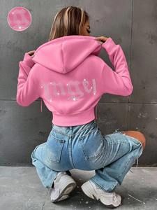 Sudadera con Capucha Unisex Personalizada con Pedrería, Ropa de Moda Urbana Informal, Sudadera Deportiva para Hombre y Mujer - Product Image 2
