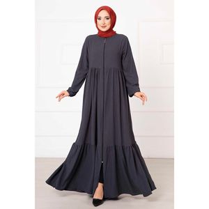 Ensemble abaya à manches élastiques superposées avec détails fumés pour femme - Product Image 2