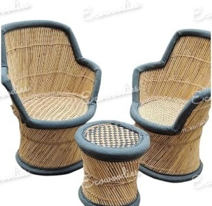 Muebles de bambú cómodos de 3 piezas de calidad superior, silla de bambú hecha a mano y taburete Mudda para sofás de sala de estar interior y exterior - Product Image 4