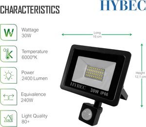 Clar-ngoài trời nhôm IP66 Led Đèn Pha cảm biến chuyển động không thấm nước an ninh Spotlight cho vườn & lối vào mặt tiền 20W-100W - Product Image 3