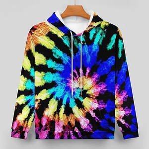 Sweat-shirts à capuche respirants en polaire pour homme, mélange polyester/coton, style décontracté, coupe-vent, tie-dye, en promotion - Product Image 2