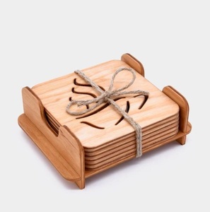 Posavasos Redondos de Madera de Nogal, Útiles en la Oficina, el Hogar y el Hotel, para Servir Té y Café, Artesanías - Product Image 4
