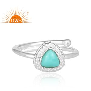Nouvelle arrivée Bague empilable en argent sterling fin naturel Arizona Turquoise Gemme Fabricant de bijoux personnalisé - Product Image 2