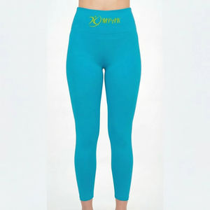 Leggings Deportivos de Cintura Alta Color Cian para Mujer, Pantalones de Yoga de Compresión Personalizados OEM - Product Image 1