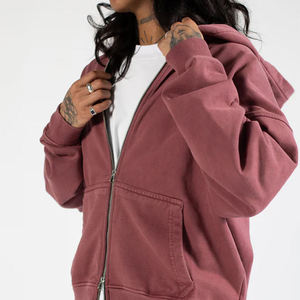 Sweat à capuche pour hommes personnalisé poids lourd personnalisé 400G tendance Double fermeture éclair couleur unie veste à capuche sweat-shirt à capuche lourd - Product Image 2