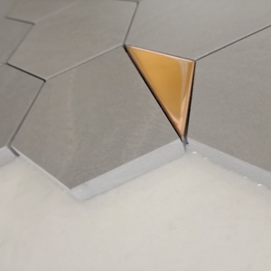 RoseQuartz Hive 73mm Hexa Cerámica Cuerpo completo Azulejos de pared de mosaico vitrificado Mate para paredes de baño y áreas de ducha Recepción del vestíbulo - Product Image 4