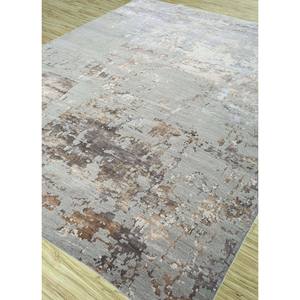 Tapis noué à la main en laine, bambou et soie Tattvam Abstract, gris et noir, pour salon, couloir, chambre rectangulaire - LRB (9031) - Product Image 2