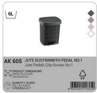 Poubelle à pédale carrée en plastique Afossa 6L avec couvercle, écologique, pour la maison, la cuisine, la salle de bain, les toilettes, le bureau, gain de place, durable