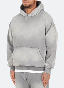 Sudaderas con Capucha Casuales de Otoño para Hombre, de Primera Calidad, Vintage, Gris Desteñido, 100% Algodón, Ecológicas, con Puños Acanalados - Product Image 5