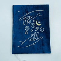 Carnet de luxe céleste fait main en velours avec couverture brodée, couleurs/tailles personnalisables, agenda scolaire, logo personnalisé, promotion