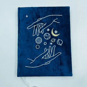 Celestial Luxury Handmade Velvet Fabric Notebook Embroidered Cover Customizable Colors Sizes School <b>Diary</b> Design India Promotion - Product Image 1