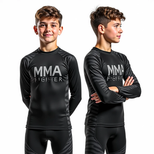 Custom Rash Guards Durable Sublimación Impresión MMA Entrenamiento y Sparring Gear Anti-UV y Transpirable Personalizado - Product Image 2