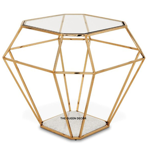 โต๊ะข้างหินอ่อนฐานโลหะอุปกรณ์ตกแต่งบ้านโต๊ะข้างดีไซน์ทันสมัย - Product Image 4