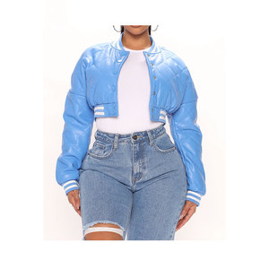 Veste universitaire matelassée en laine/viscose, style 2023, manches à patch, hiver, coton denim, doublure en soie imperméable - Product Image 5