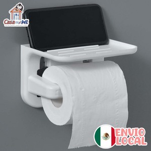 Portarrollos de Papel Higiénico Rectangular de Plástico CASAMAX WL con Base para Teléfono, 15.5x13 cm, Diseño Minimalista, Fácil de Instalar - Product Image 1