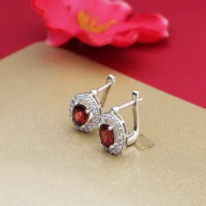 "925 Sterling Silver Trendy Diamond/Pearl/<b>Emerald</b> Drop Earrings for Women (GIA Certificate)" - Product Image 1