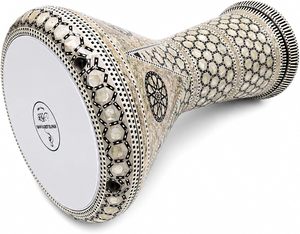 Gawharet El Fan Tambor Darbuka Doumbek de 17.5 pulgadas con diseño de panal y perlas, Percusión Egipcia - Product Image 3