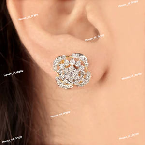 Pendientes de Plata 925 con Diseño Floral y Halo de Diamantes Moissanite, Estilo Clásico y Elegante para Uso Diario - Product Image 5