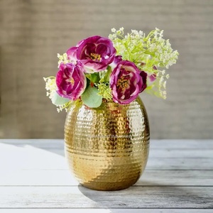 Best Seller Metal Flower <b>Vases</b> in Gold Finished for Home Living Area Tabletop Decoration Hammered Flower <b>Vases</b> - Product Image 1