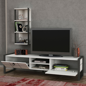 Unidad de TV de aglomerado de lujo exclusiva del superventas de Turkiye, diseño blanco moderno para muebles de sala de estar con detalles de metal - Product Image 2