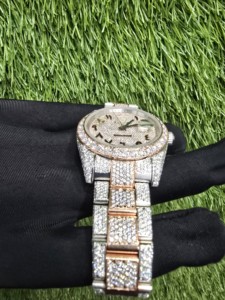 Montre automatique mécanique de haute qualité, fabriquée à la main, avec diamants en moissanite VVS, sertie de diamants, pour homme et femme, en acier inoxydable de luxe - Product Image 5