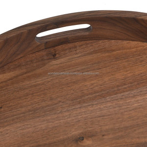 WONDER OVERSEAS Plateau de service rond fait à la main de 20x20 pouces en bois de noyer de première qualité - Product Image 4