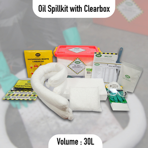 Kit para Derrames de Petróleo de 30 Litros con Caja Transparente – Kit Industrial de Respuesta a Derrames de Petróleo y Contención Absorbente - Product Image 2