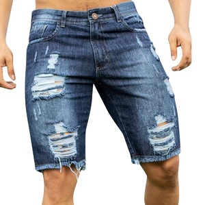 2025 nouveauté OEM personnalisé Streetwear été Shorts longueur coton Baggy Vintage en détresse Denim jean Shorts pour hommes - Product Image 1