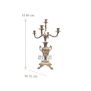 Candelabros de cinco brazos de latón antiguo diseño adornado clásico europeo centro de mesa decorativo de lujo para interiores elegantes - Product Image 5