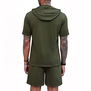 Fabricante Hombres Cremallera Sudadera con capucha Conjuntos cortos Personalizado Transpirable Unisex Sudadera con capucha Conjuntos cortos Secado rápido Sudadera con capucha Conjuntos cortos - Product Image 2