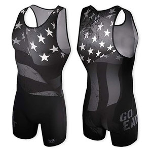 Venta al por mayor de alta calidad de encargo de poliéster Spandex Hombres Athletic Wrestling Singlet Adultos Jóvenes de impresión completa de artes marciales de hierro - Product Image 5