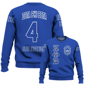 Zeta Phi รุ่นเบต้า1920เสื้อกันหนาวคอกลมสำหรับผู้หญิงสีฟ้าเสื้อสวมหัวผ้าฝ้าย100% ปักโลโก้ด้านหน้าแบบกรีกสำหรับใส่ในฤดูหนาว - Product Image 6