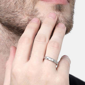 NOVAMART Fine Buy Premium 925 Pure Sterling <b>Silver</b> <b>Rings</b> for <b>Men</b> Boho Style Diamond Turquoise Jade Inlay Rhodium Plated Set Plat - Product Image 4