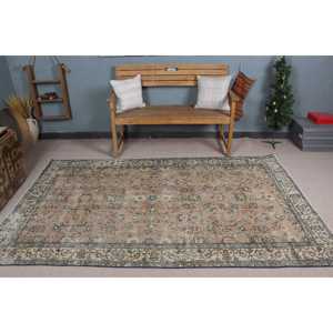 4.9x8 ft Turkish Area Rug, Vintage <b>Brown</b> Polka dot Rug - Product Image 2