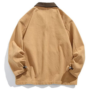 Chaqueta de Hombre con Capucha, Holgada, con Cuello Alto, Estilo Vintage, Transpirable, con Múltiples Bolsillos, Diseño Geométrico, para Primavera y Otoño, Tallas Grandes - Product Image 4