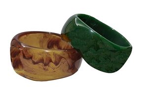 ชุดกำไลข้อมือเรซิ่นแก้วทอมือ UnfoldSelf กันน้ำ สีน้ำตาล/เขียว แฟชั่นโดดเด่นสำหรับงานแต่งงาน สำหรับผู้หญิง/เด็กผู้หญิง - Product Image 2