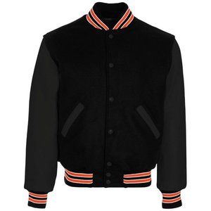 Varsity Baseball Letterman Jacket, laine bleue avec manches en cuir marron Holloway Varsity Wool Jacket Taille 2XL Couleur Oranges - Product Image 4